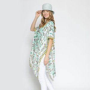 Lightweight Aztec Print Kimono Yellow